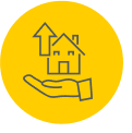 hand holding house with up arrow