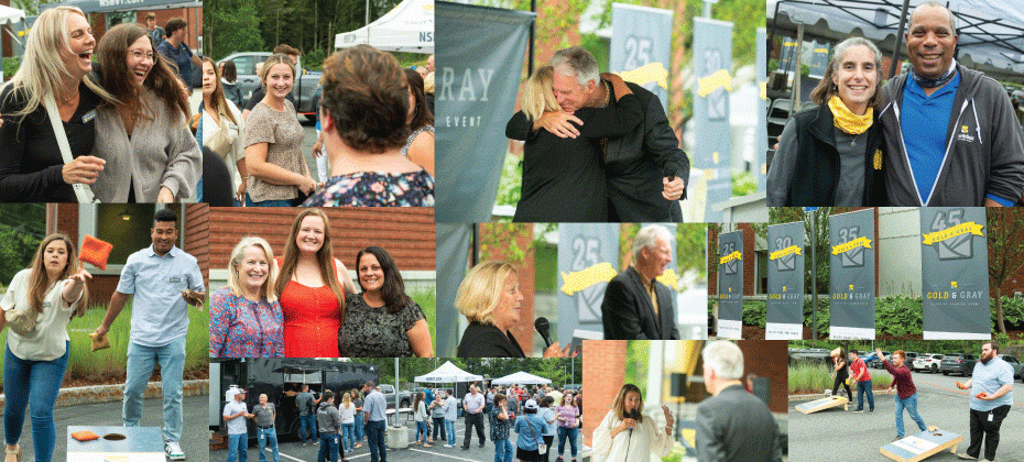 photo collage from Gold & Gray years of service event