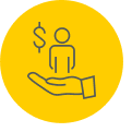 hand holding person with dollar sign